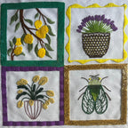Pack 4 motifs broderie Provence PDF - Mimosa, Cigale, Citron, Lavande Faïença