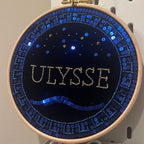 Broderie personnalisée naissance, prénom et motif floral sur tambour Faïença