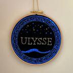 Broderie personnalisée naissance Faïença, prénom brodé sur tambour, cadeau fait main