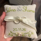 Broderie personnalisée sur tambour - Prénom + motif floral ou fruité | Cadeau naissance fait main